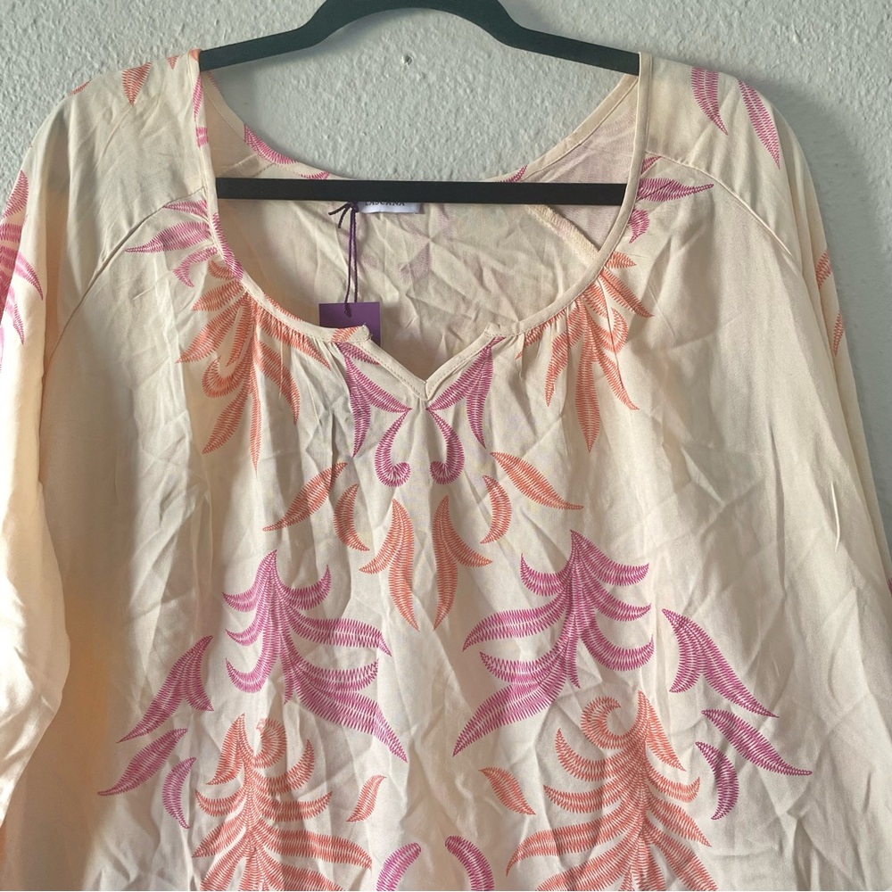 Lascana Relaxed Boho Print Blouse Women’s 12 Viscose Long Sleeve Beach Summer - Picture 6 of 14